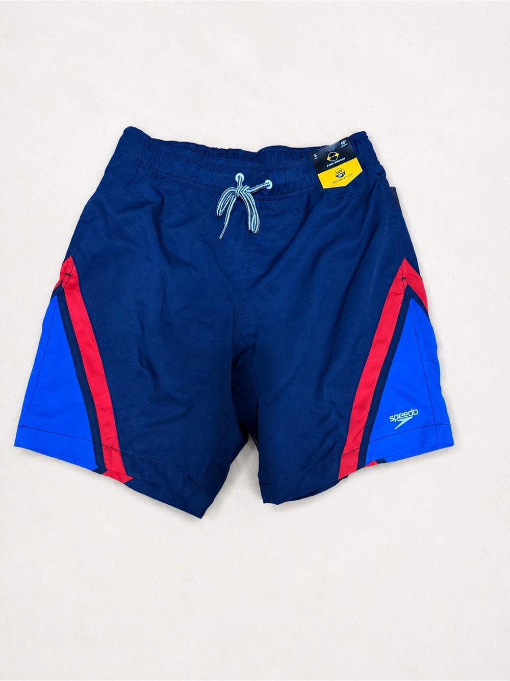 NWT‎ Speedo Men’s Swim Trunks Size S Blue Red UPF 50+ 18” Board Shorts